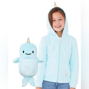 Aqua Narwhal Plush Toy with Gold Horn 4-5 years
